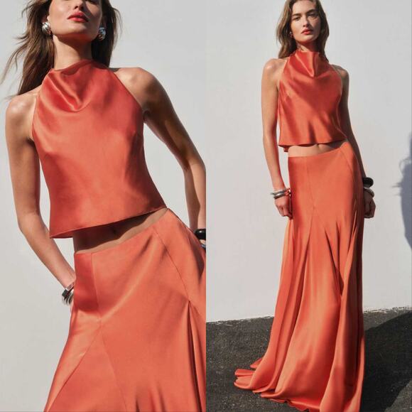 New Reformation Sera Silk Two Piece Set - Picture 1 of 6